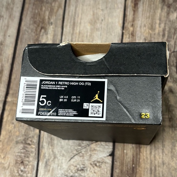 Nike TD Air Jordan 1 Retro High OG Satin Shadow Black Grey FD5305-010 Size 5C